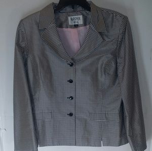 Silk Black & Ivory Check Jacket sz